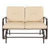 UV-Resistant Beige 2 Seater Ergo Patio Glider Loveseat Rocking Chair Bench