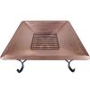Square 33-inch Solid Copper Fire Pit Bowl with Iron Stand and Screen