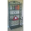 Indoor / Outdoor Wrought Iron Metal Bakers Rack Plant Stand in Dark Green