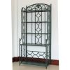 Indoor / Outdoor Wrought Iron Metal Bakers Rack Plant Stand in Dark Green