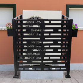 3.5*3.5FT Air Conditioner Fence for Outdoor Units Metal Privacy Fence,Metal Privacy Screen with Planter Boxes,Outdoor Trash Can Fence