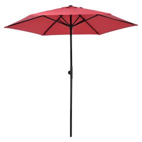 Outdoor Patio Umbrella 7.5FT 6-Rib Red, Garden Parasol