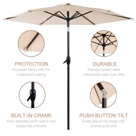 7.5FT Outdoor Patio Market Umbrella Push Button Tilt Crank Sun Shade for Garden Deck Pool Backyard Beige(Base Not Included)
