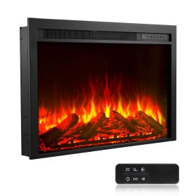 Electric Fireplace Insert, 40 inch Recessed and Wall Mounted with Adjustable Flame Color Brightness & 8h Timer & Remote Control
