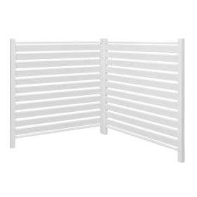 2 Panels Outdoor Privacy Screen, 48 x 48 in Air Conditioner Fence with 19.7 in Ground Stakes, Pool Equipment Enclosure, Louvered Vinyl Privacy Fe