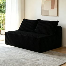 58-inch 2 seat median longue with plush black velvet, cup holder, flexible matching, mainly for living room use.