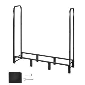 Firewood Rack with Waterproof Cover, 4 ft Outdoor Firewood Holder, 1/4 Cord Storage Metal Log Holder, 400lb Max Weight Capacity, Full Covered