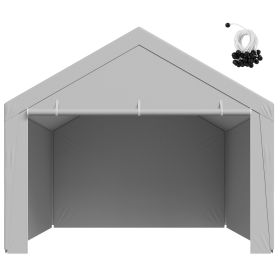 Carport Replacement Canopy, 12 x 20 ft Potable Garage Tent Top Tarp with Sidewalls, UV-Resistant & Waterproof
