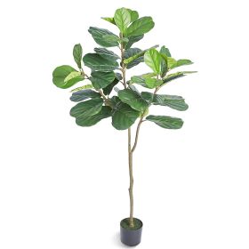 Artificial Fiddle Leaf Fig Tree, 6 FT, Secure PE Material & Anti-Tip Tilt Protection Low-Maintenance Faux Plant