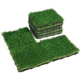 Artifical Grass Tiles Interlocking Turf Deck Set, 18 Pack - 12"x12", Synthetic Fake Grass Self-draining Mat Flooring Decor Pad