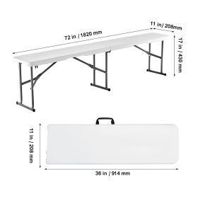 Plastic Folding Bench, 6 ft Portable Bench for Indoor/Outdoor Picnic Party Patio Camping Dining