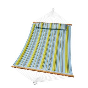 Double Quilted Fabric Hammock, 12 FT Double Hammock with Hardwood Spreader Bars