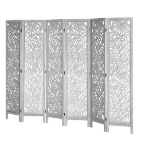 Wood Room Divider, 6 Panel Wood Folding Privacy Screen, 66.9 Inches Tall Indoor Carved Partition Divider, Portable Decoration Screen