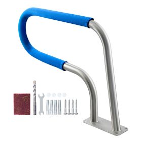 Pool Rail, 31 x 22 inch Pool Handrail, 220 lbs Load Capacity Heavy Duty 304 Stainless Steel Swimming Handrail, Detachable Nonslip Sleeve
