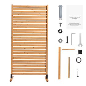 Wooden Privacy Screen, 36" W x 76" H Outdoor Privacy Screen, Freestanding Wood Privacy Panel with Stand, Decorative Patio Privacy Screen