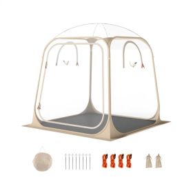 7×7FT Clear Pop Up Sports Tent, Waterproof Windproof PVC Tent for 2-4 People, Transparent Outdoor Pod for Camping Sports (Option: default title)