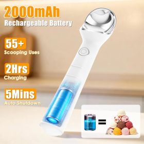 Heated Ice Cream Scoop Rechargeable Electric Ice Cream Scooper IP66 Waterproof 45S Fast Heating to 158°F 5-Min Auto Shutoff for Hard Ice Cream Ge (Option: White)