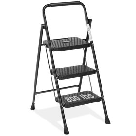 Household portable 3-layer step ladder, with safety buckle stable and safe (size: 3 floors)