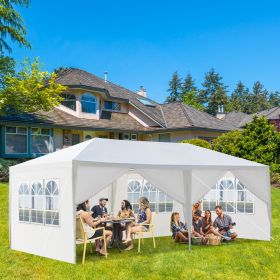 10'x20' Outdoor Party Tent with 6 Removable Sidewalls, Waterproof Canopy Patio Wedding Gazebo, White (Color: White)