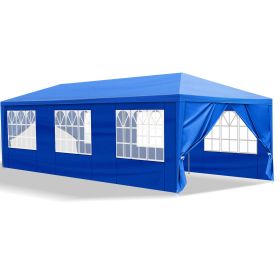 10'x30' Outdoor Party Tent with 8 Removable Sidewalls, Waterproof Canopy Patio Wedding Gazebo, Blue (Color: as picture)